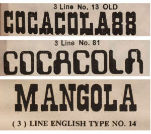 Cola Brand names used as text to show various display faces
