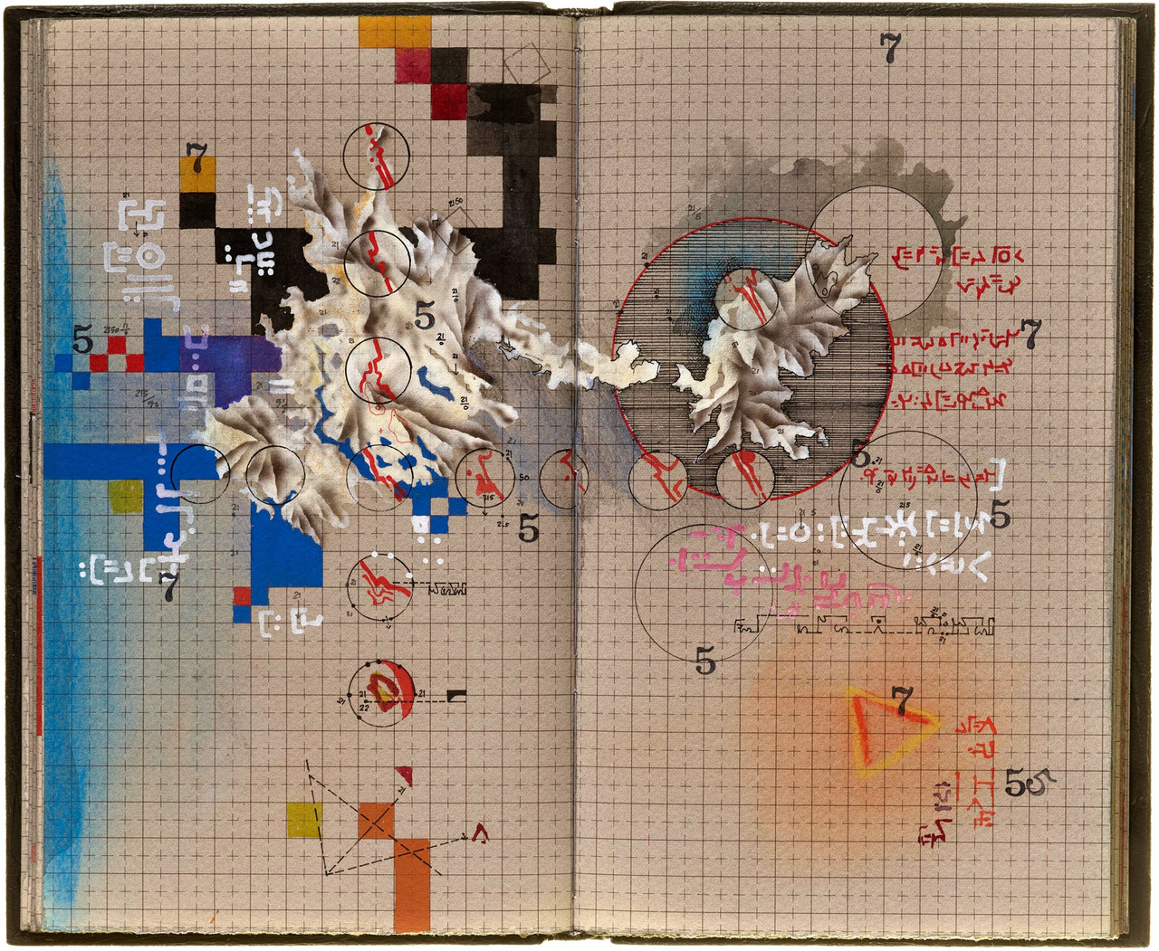 Timothy Ely, Fusion, unique artist’s book, New York City, 1989. Mixed media on patterned paper.
