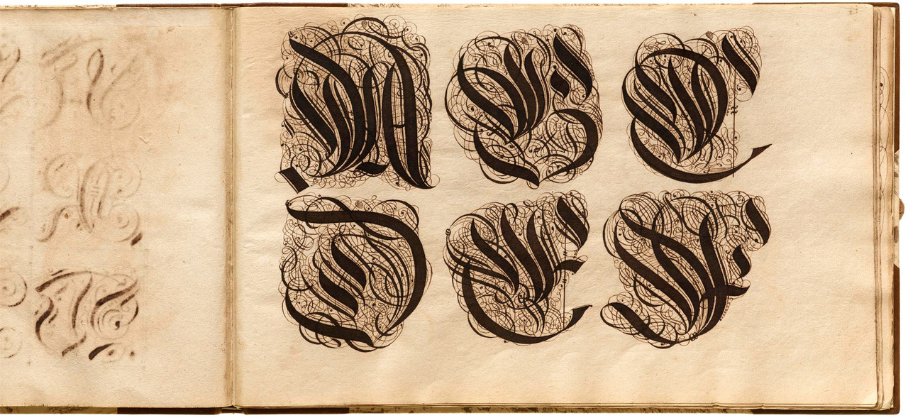 Anonymous writing master’s manuscript, Germany, circa 1750. Ink on paper.