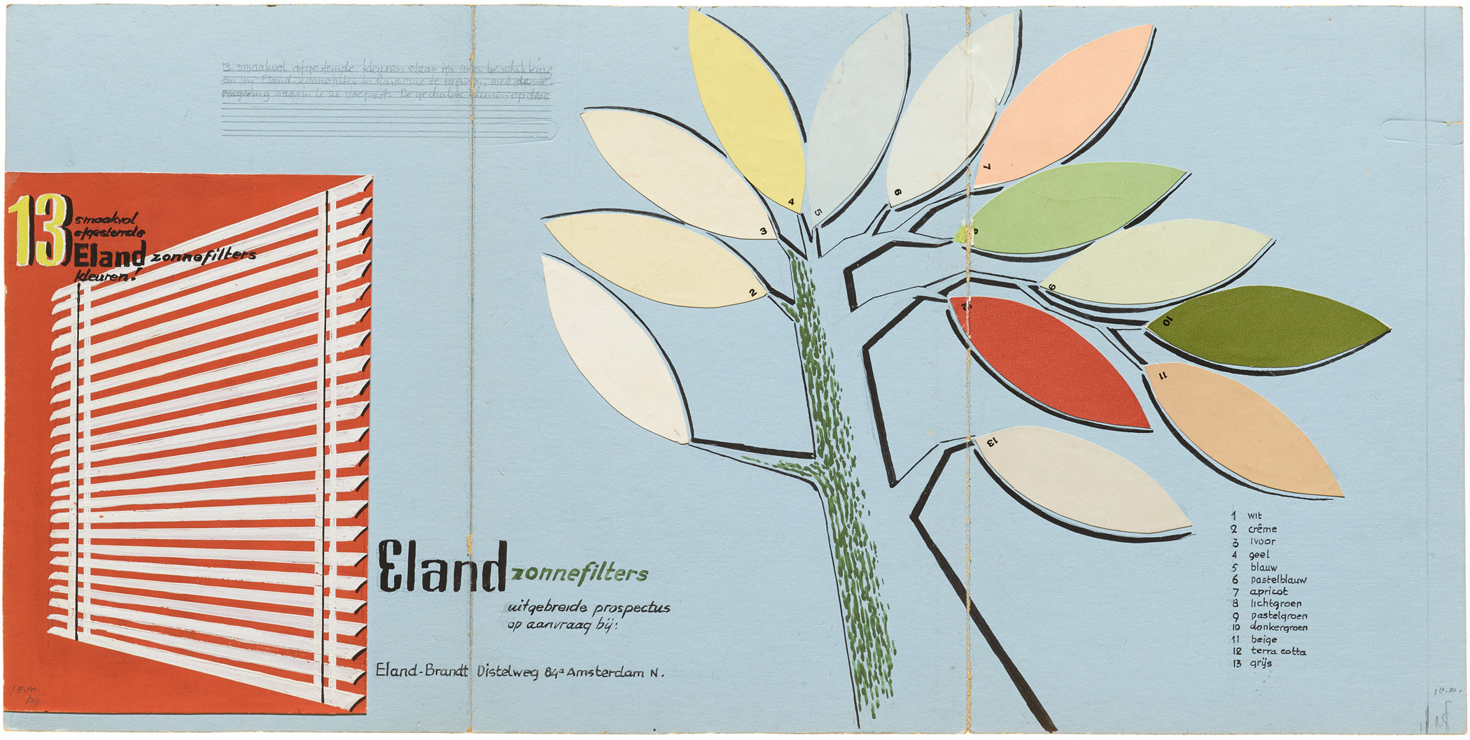 Albert Klijn, sketch for brochure, Venetian blinds.