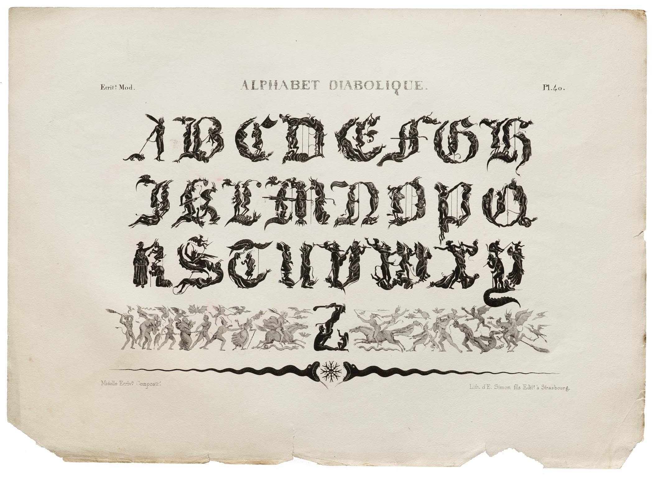 Jean Midolle, Alphabet Diabolique, Emile Simon fils press, France, 1835. 