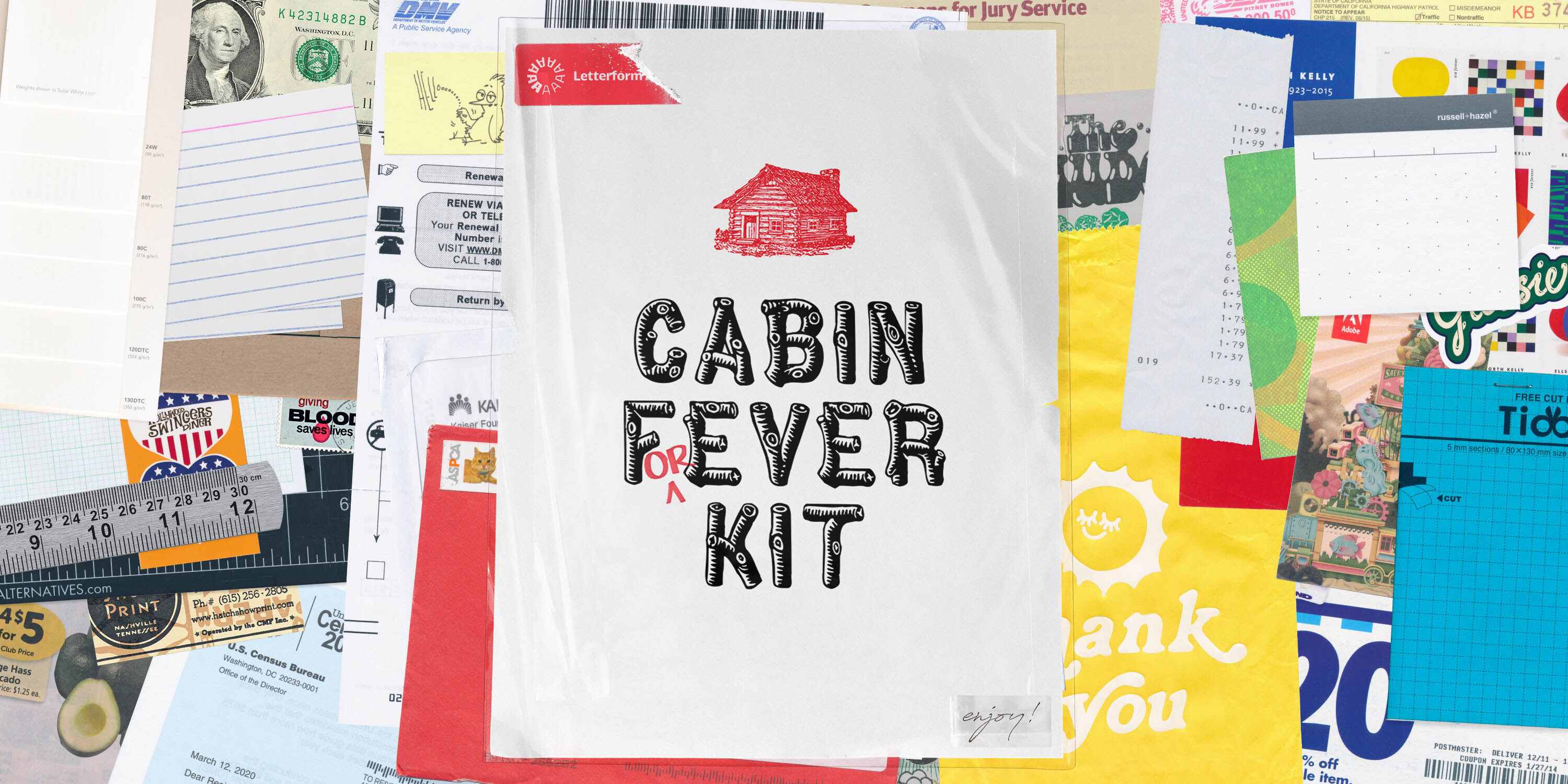 Letterform Archive Cabin F(or)ever Inspiration Kit (Also: Elise’s messy desk)