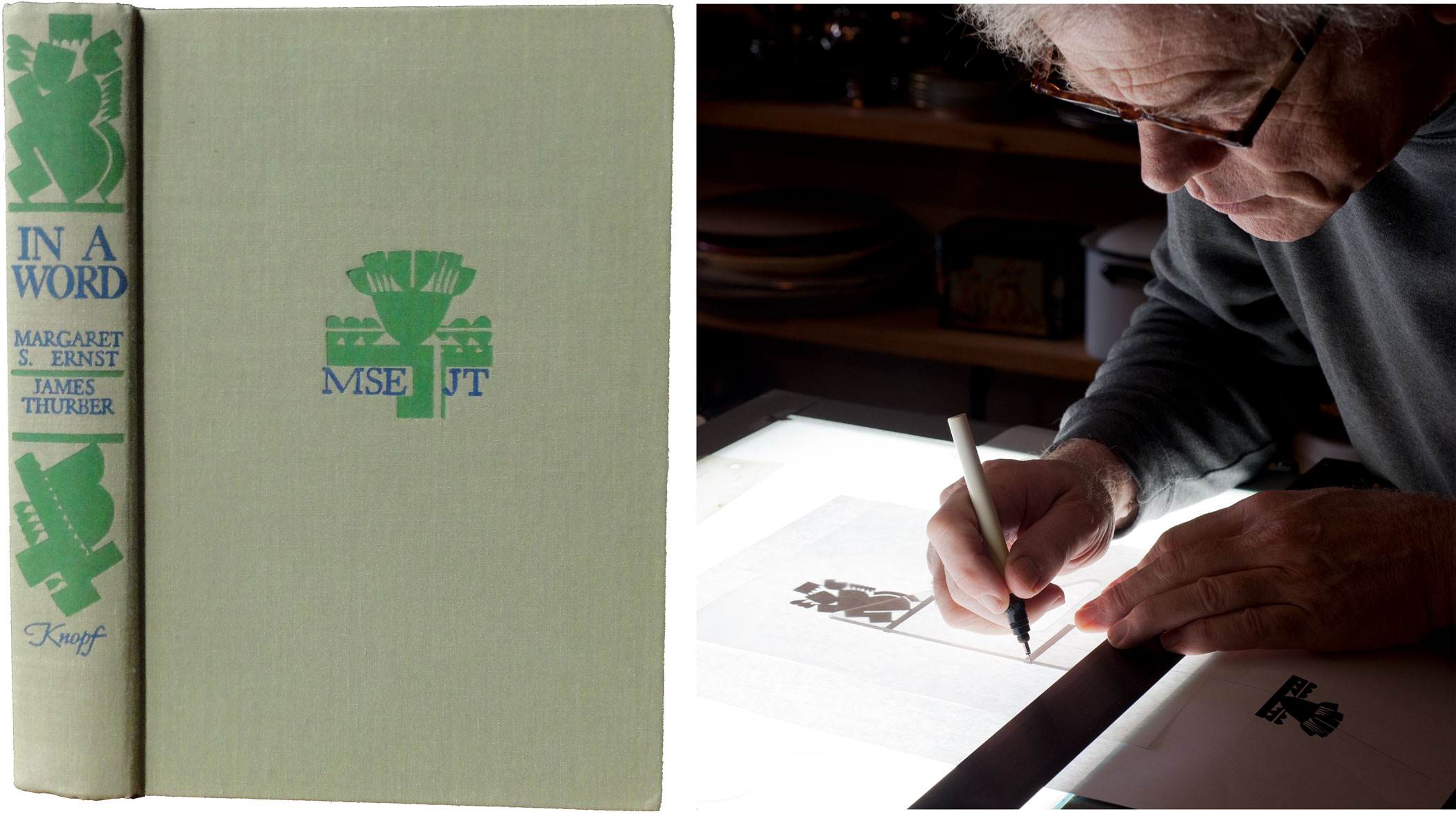 Dwiggins binding design for Margaret S. Ernst, “In A Word” (Knopf, 1939).