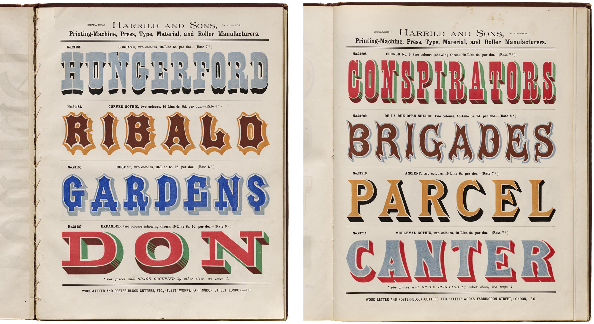 Harrild & Sons chromatic type specimens