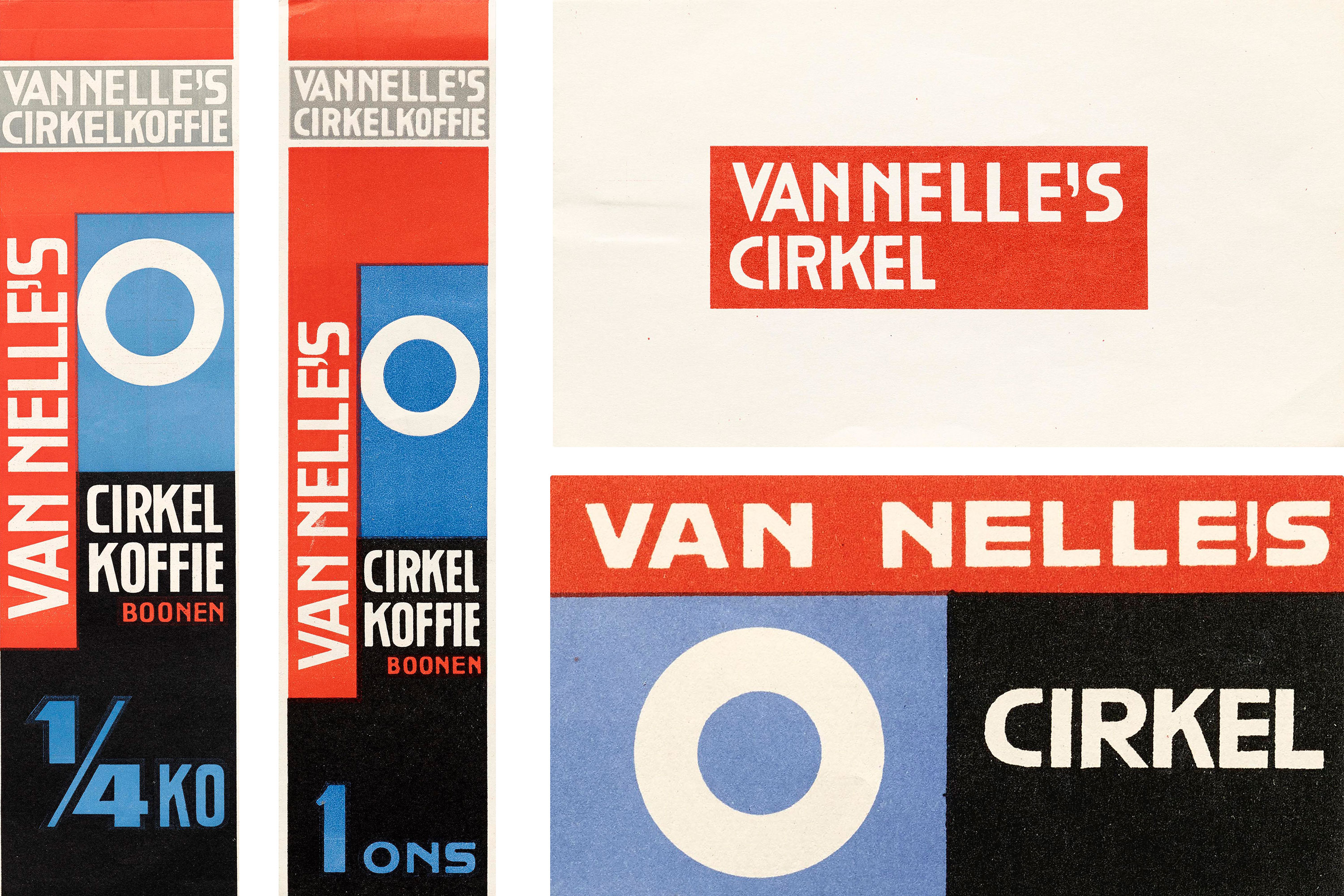 Jacob Jongert, Van Nelle's Cirkel coffee and coffee beans labels, Rotterdam, ca. 1930.