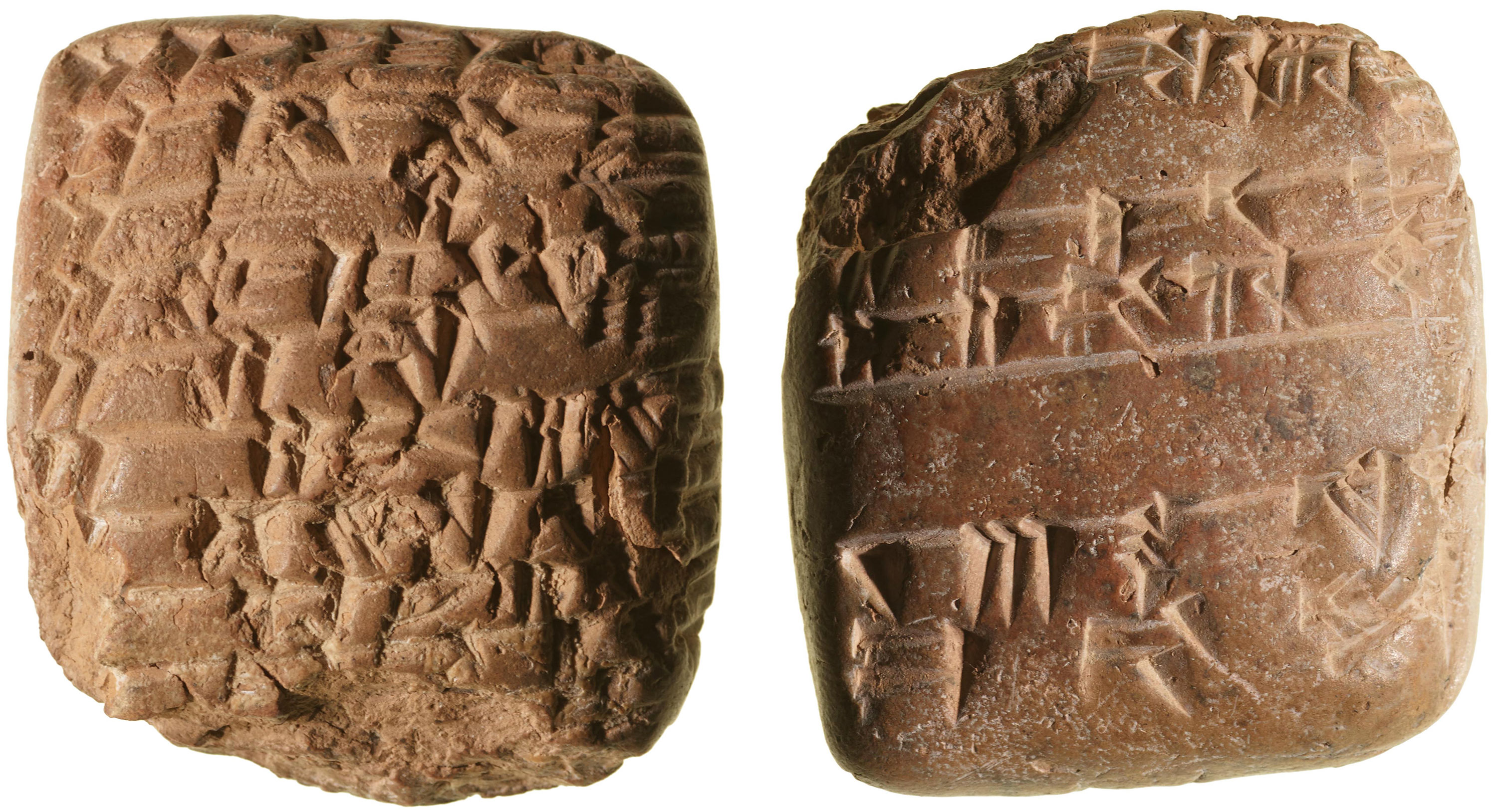 Front and back sides of the cuneiform tablet in the Letterform Archive collection