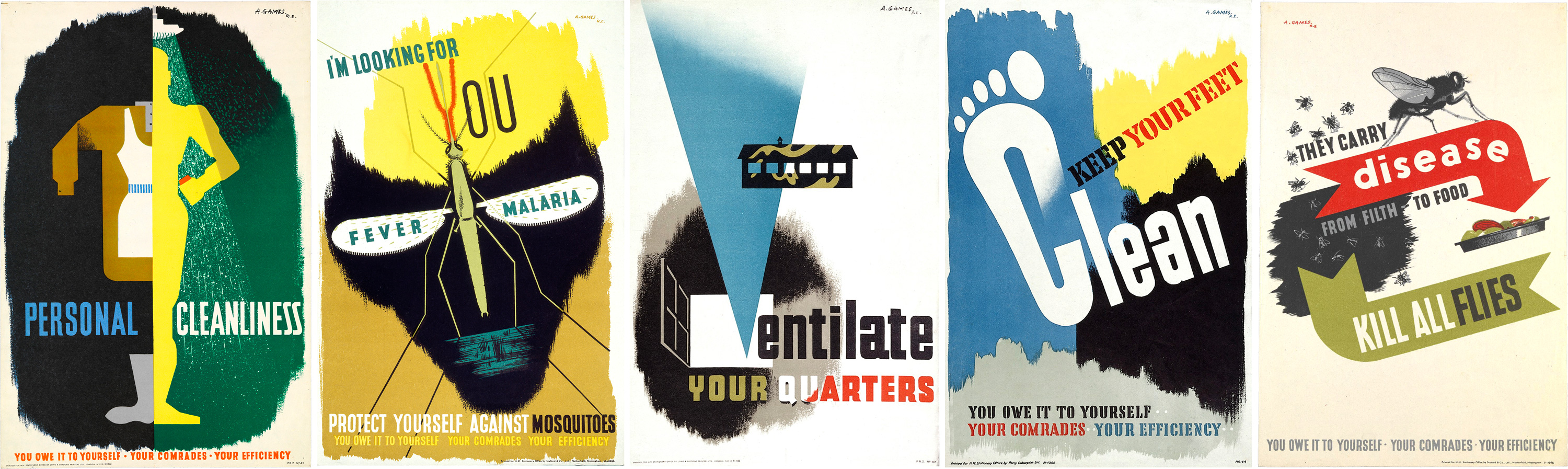Posters for British War Office, 1941.