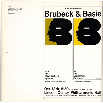 Milton Glaser, Brubeck & Basie poster, New York, ca. 1964. As seen in Milton Glaser: Graphic Design, The Overlook Press, New York, 1973.
