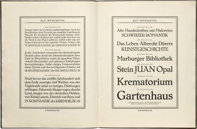 Specimen for Alt-Mediaeval, Berthold, ca.  1925.
