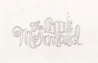 Title treatment sketch for The Little Mermaid.