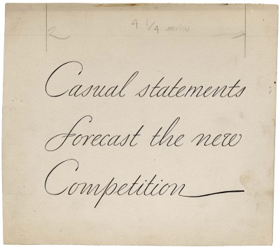 Original lettering for an S. D. Warren ad, 1936.