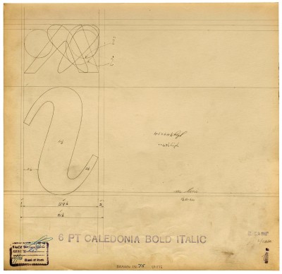 Caledonia Bold Italic ‘i’, 6 pt., 1956