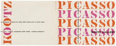 Elaine Lustig Cohen, exhibition catalog for Picasso: The Master Works, Kootz Gallery, New York, 1958.
