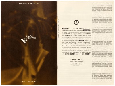 Inside cover and page 1, Emigre #11, Berkeley, Emigre Graphics, 1989.