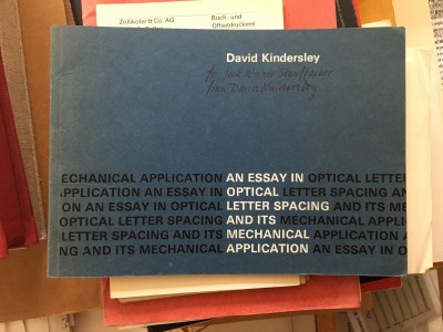 Book signed by designer and letter carver David Kindersley, 1966.