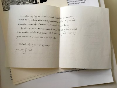 Letter from calligrapher, designer, and type design teacher Gerrit Noordzij, 2002.