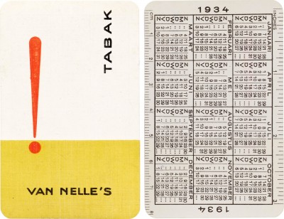 Jacob Jongert, Van Nelle's Tabak calendar card, Rotterdam, 1934.