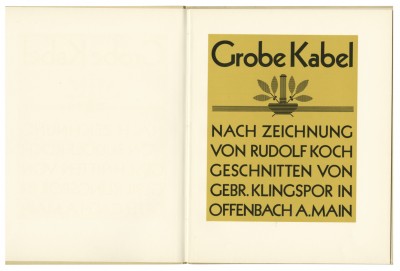 Specimen for Kabel, Klingspor, ca. 1928.
