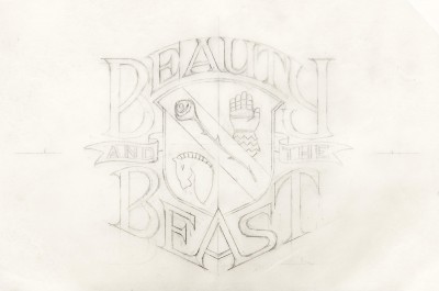 Title treatment sketch for Beauty and the Beast.