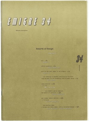 Cover of Emigre #34: Rebirth of Design, 1995.