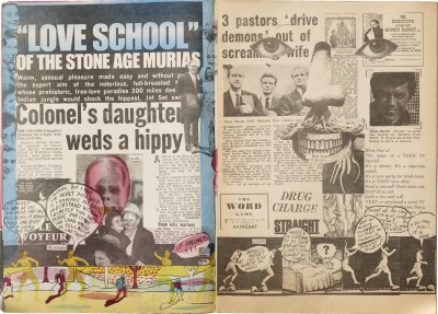 Spread from Oz, No. 16, 1968, the purely photomontage “Magic Theatre” special issue.