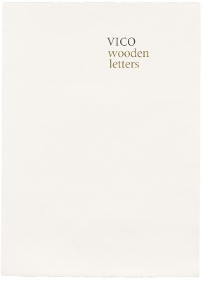 Jack Stauffacher, title page of <cite>Vico Wooden Letters</cite> portfolio, 2003.