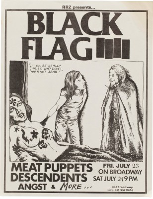 Raymond Pettibon, Flyer for Black Flag, Meat Puppets, Descendents, and Angst at On Broadway, 1982