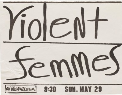 Flyer for Violet Femmes at On Broadway, 1982.