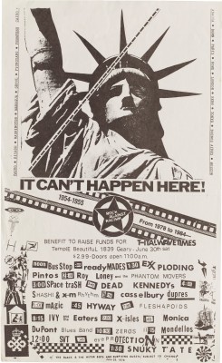 Flyer for It Can't Happen Here!, 1983.