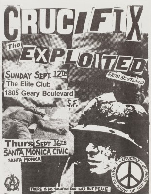 Flyer for Crucifix, The Exploited from Scotland, 1982.