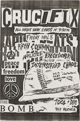 Flyer for Crucifix, Fifth Column Afflicted Executioner, 1982.