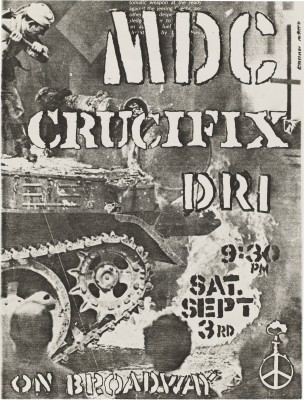 Flyer for Crucifix, MDC DRI, 1983.