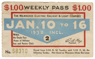 Milwaukee Transit Pass, 1932