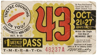 Milwaukee Transit Pass, 1945