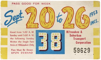 Milwaukee Transit Pass, 1953