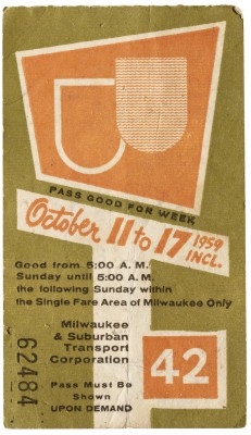 Milwaukee Transit Pass, 1959