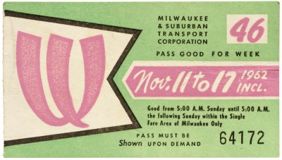 Milwaukee Transit Pass, 1962