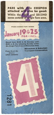 Milwaukee Transit Pass, 1964
