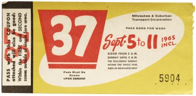Milwaukee Transit Pass, 1965