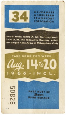 Milwaukee Transit Pass, 1966