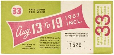 Milwaukee Transit Pass, 1967