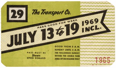 Milwaukee Transit Pass, 1969