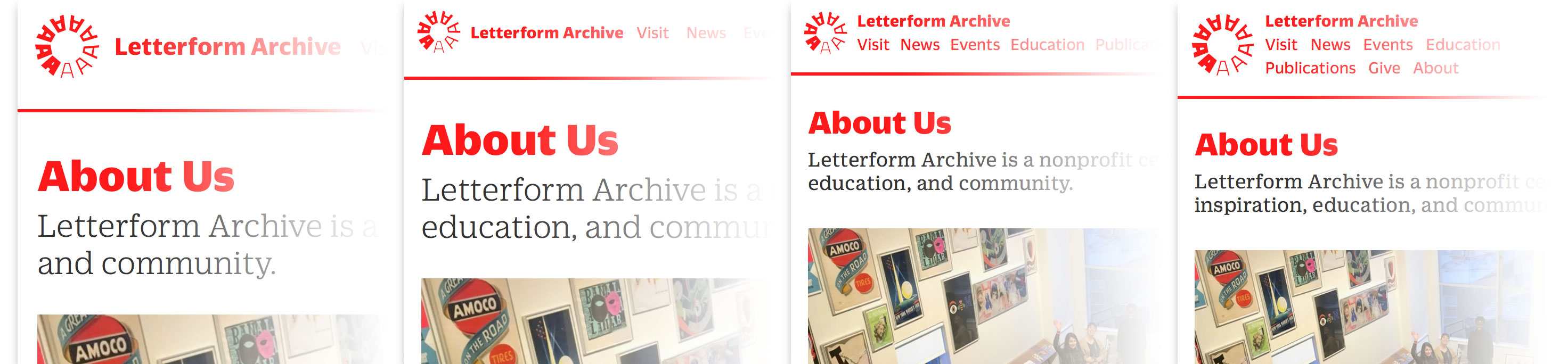 Responsive nav of Letterform Archive website