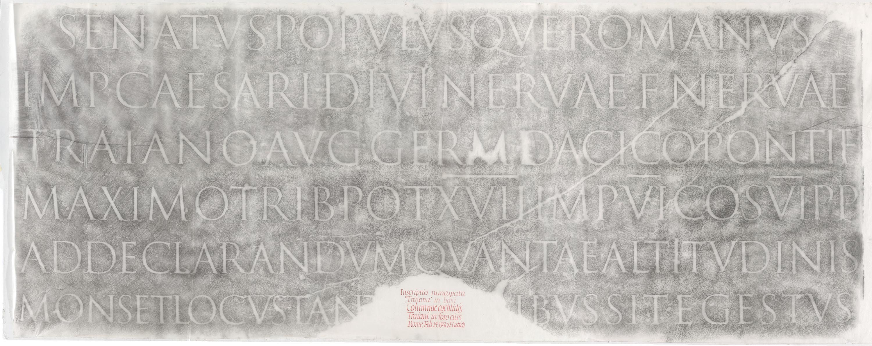 Rubbing of Trajan stone inscription by Edward Catich. Images provided by Julian Waters.