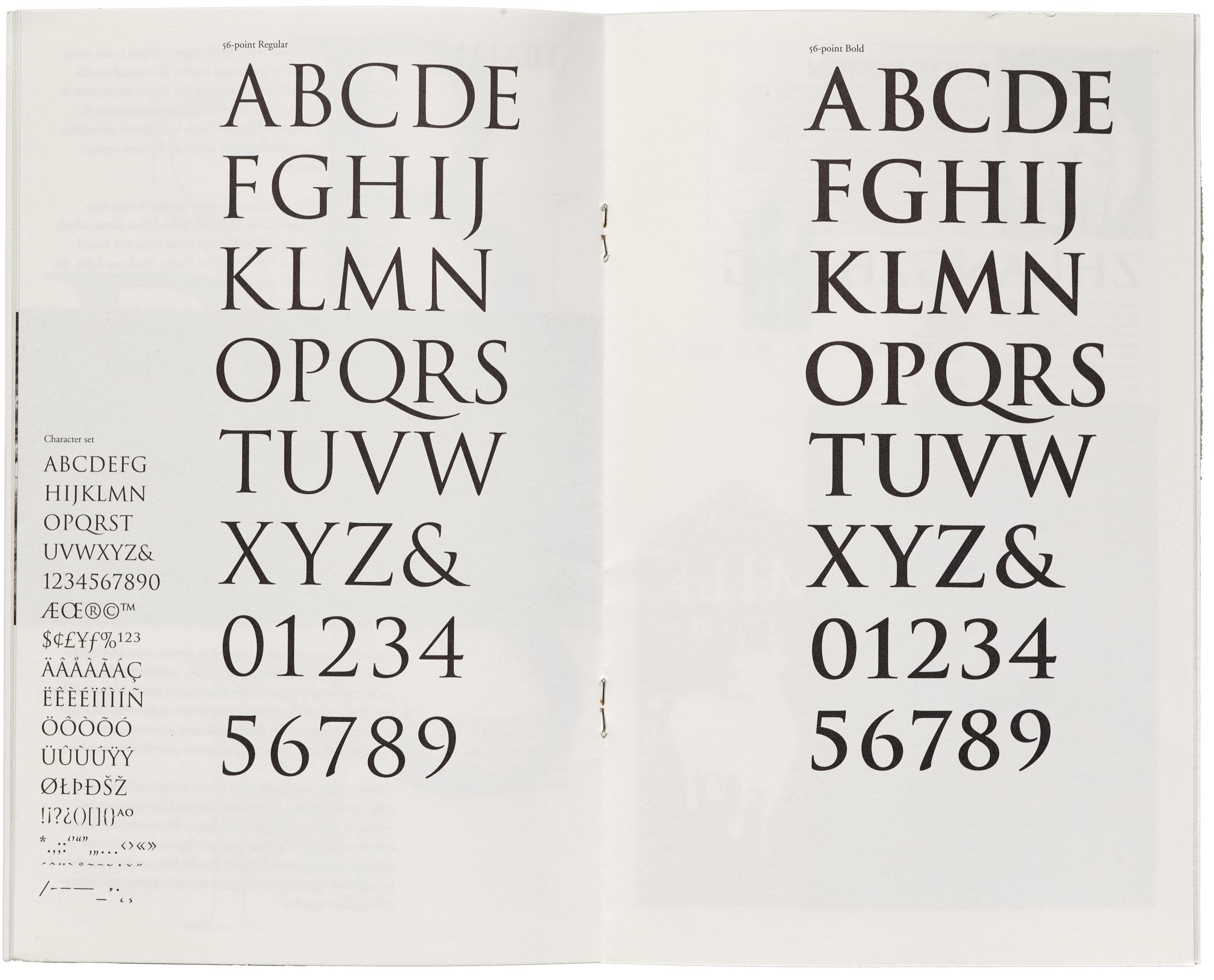 Trajan specimen, (typeface by Carol Twombly), Adobe, 1989.